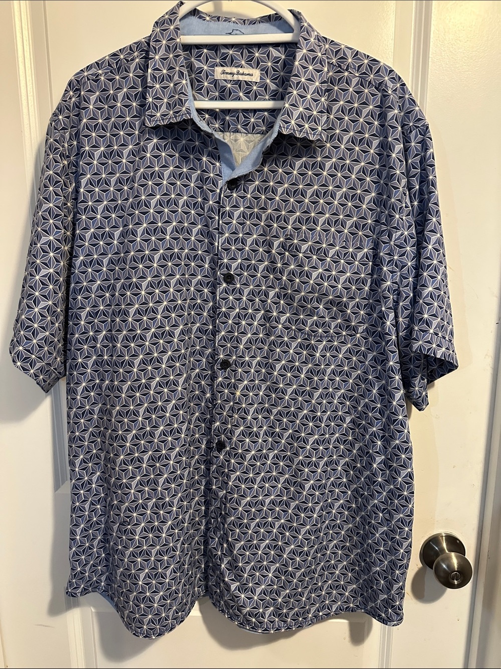 Tommy Bahama Navy Geometric Short-Sleeve Button-Down Shirt